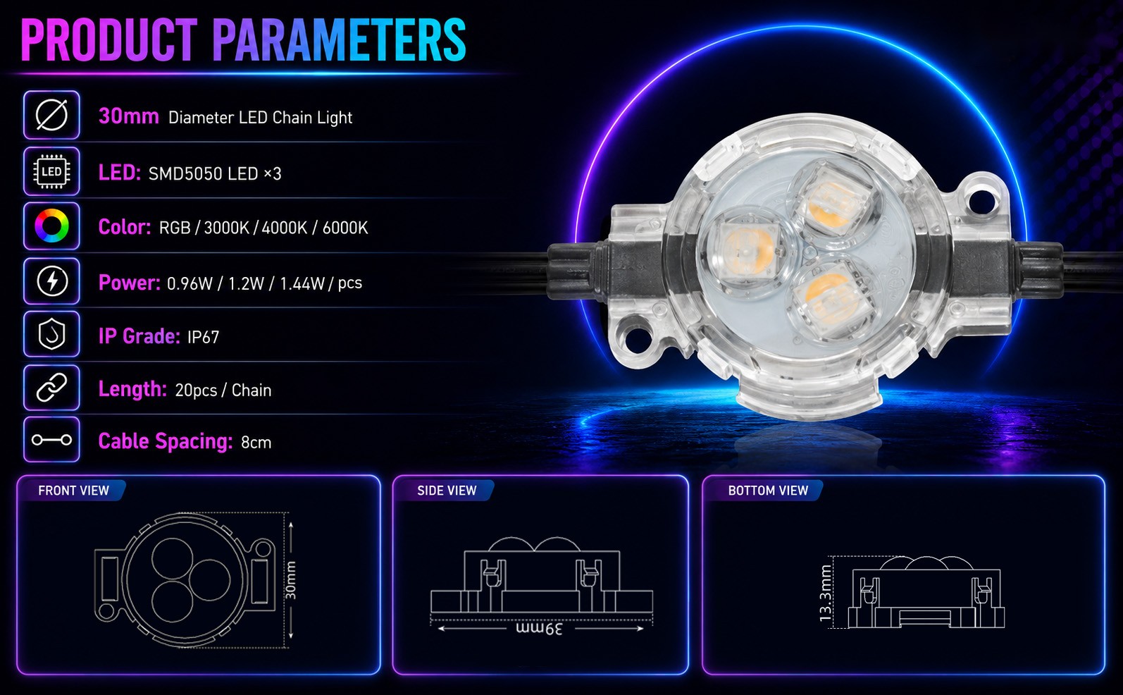 RGBWW Pixel Light, single node